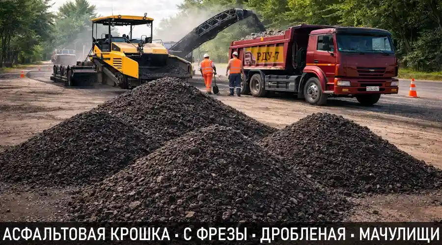 Продажа асфальтовой крошки с доставкой в поселок Мачулищи и по Минской области. У нас можно купить материал с доставкой.