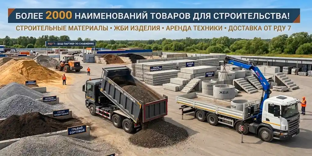 Склад строительных материалов РДУ 7: сыпучие грузы (песок, щебень, гравий), железобетонные изделия (блоки, плиты, кольца) и выгрузка спецтехникой — манипулятором и самосвалом Продажа строительных материалов РДУ 7 в Минске: сыпучие грузы (песок, щебень, гравий), железобетонные изделия (блоки, плиты, кольца) и выгрузка спецтехникой - манипулятором и самосвалом