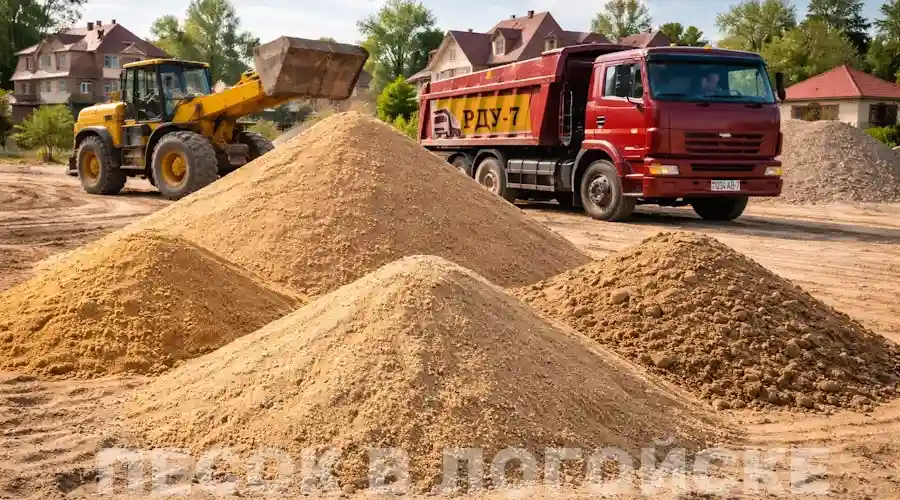 Доставка строительного песка в Логойск и район самосвалами 20-30 тонн