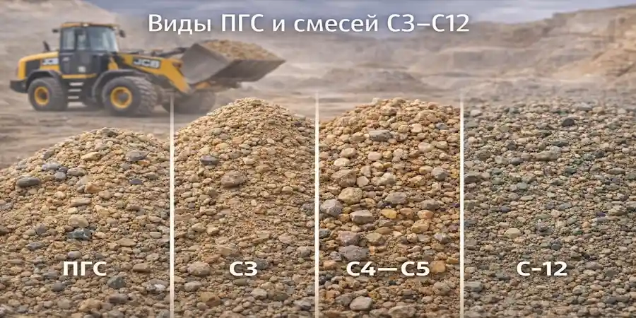 ПГС и смеси С3–С12 в Мачулищах Минского района | РДУ-7 ПГС и песчано-щебёночные смеси С3, С4, С5, С12 в Мачулищах — доставка самосвалами 10–35 тонн