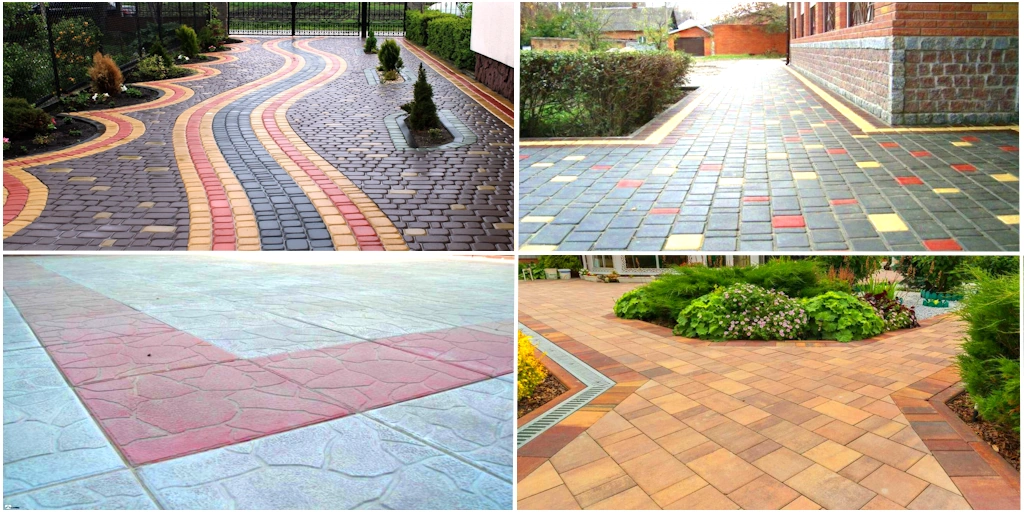 Варианты мощения брусчаткой и тротуарной плиткой